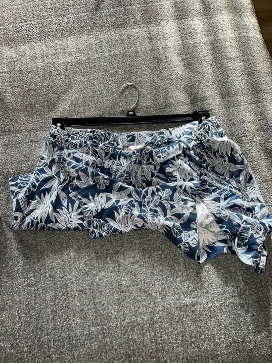 Womens Blue Floral Spring  Vacation Resort Beach Drawstring Pullon Shorts XL - Picture 3 of 3